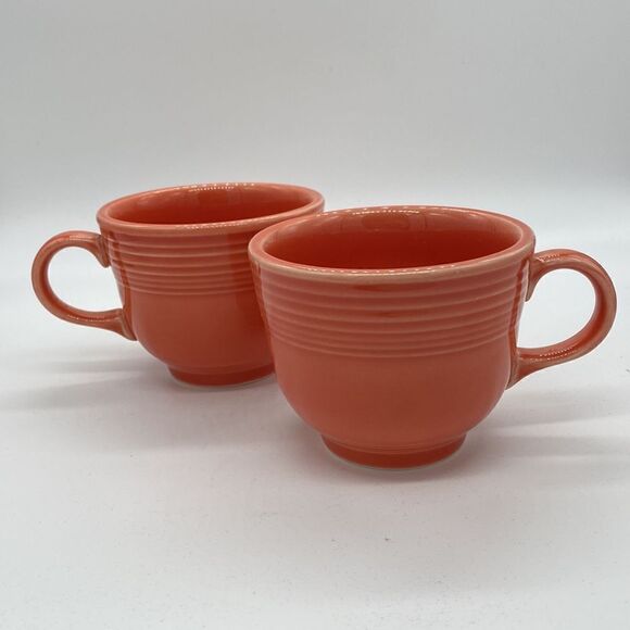 Fiesta Homer Laughlin Pair of Apricot Tea Cups Retired 1996 - Picture 1 of 9